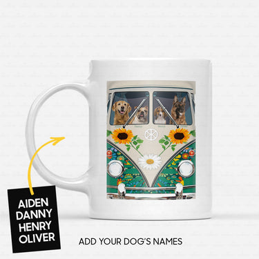 Custom Dog Mug - Personalized Dogs On A Car Gift For Dad - White Mug